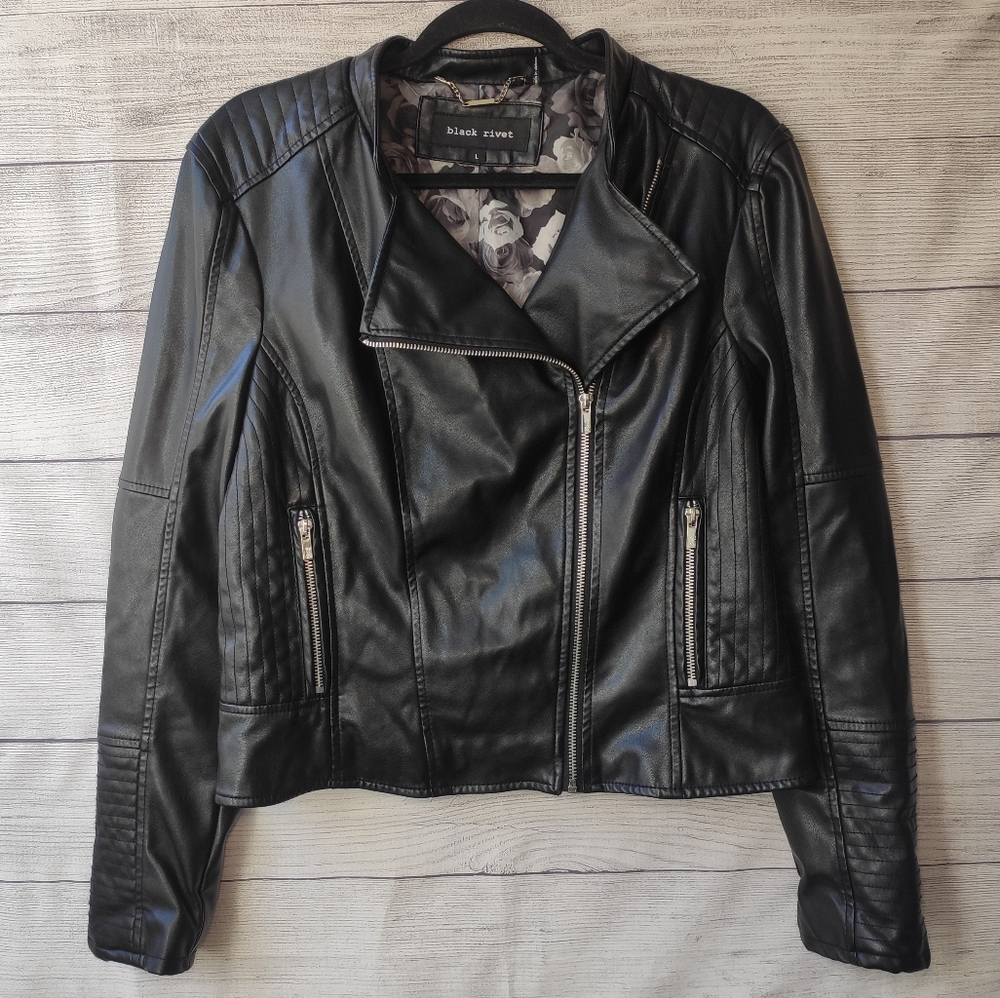 Black Rivet Vegan leather jacket L